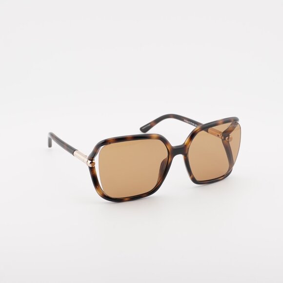 Tom Ford Solange-02 FT1089 52E Sunglasses Havana Square Frame, Brown Lenses - Picture 8 of 10